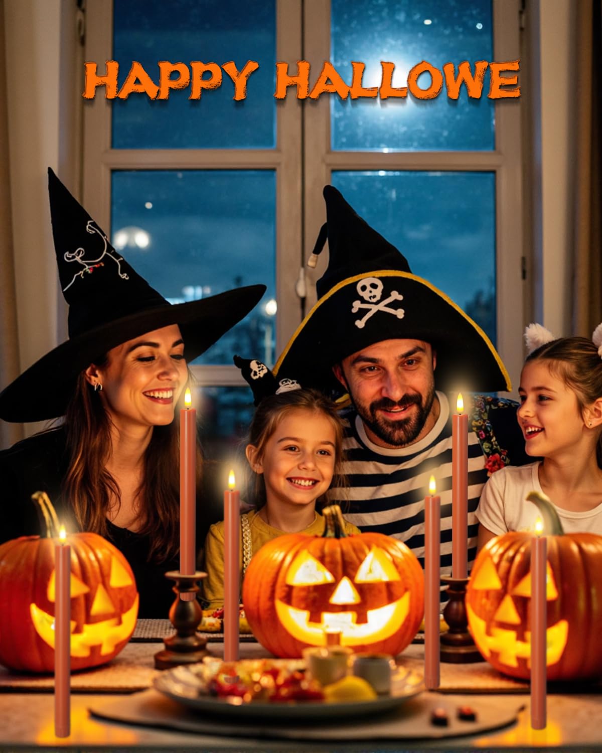 SUNGEGE Flameless Taper Candles, LED Flickering with 2 Remotes, Battery Operated for Halloween, Fall, and Thanksgiving Decorations,6 Pack of Orange