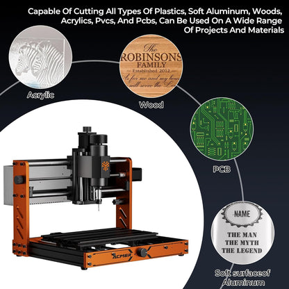 CNC Router Machine, ACMER Ascarva 3 S 500W CNC Milling Machine, Working Area 11.81” x 7.09” x 3.07” for Wood Plastic Metal Acrylic MDF Nylon Carving Cutting