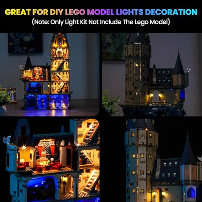 Upgraded Led Light Kit Compatible with Lego Hogwarts Castle The Main Tower Building Set RC Version Compatible with Lego 76454 (Model Not Included)