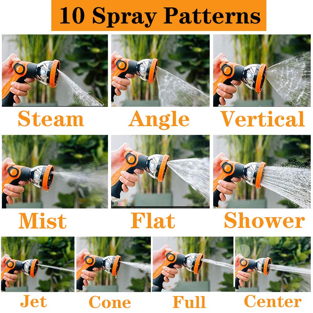 Garden Hose Spray Nozzle,10 Hose Metal Duty Watering Patterns Thumb Control On Off Valve, High Pressure Nozzle Sprayer for Plants, Car Wash,Cleaning,Showering Pets