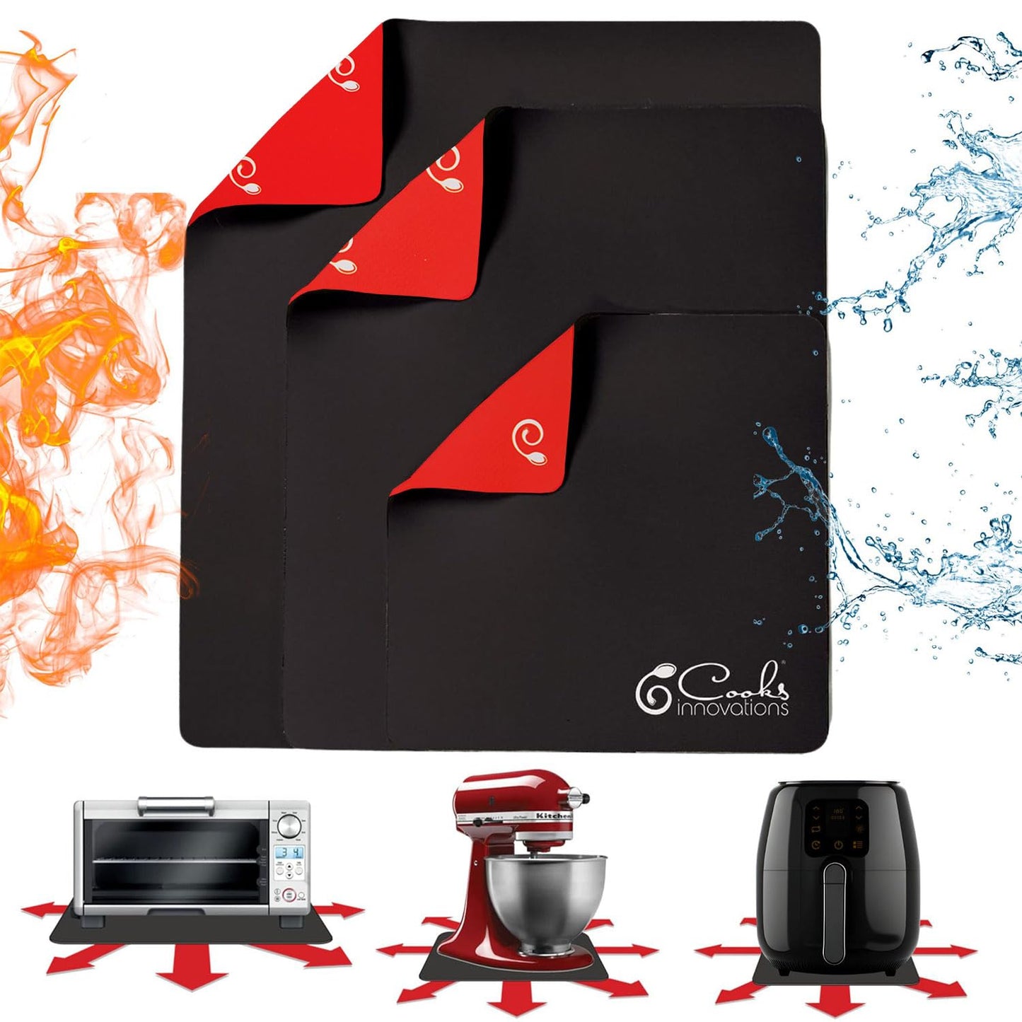 3 Pack Heat Resistant Mats for Countertop – Heat Pad Protector & Appliance Sliders for Kitchen – Cut to fit, Compatible with Ninja, Cuisinart, KitchenAid, Keurig & More