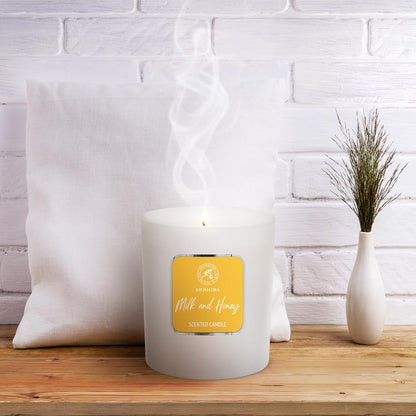 Milk & Honey Scented Candle – Aromatherapy Soy Wax, 200g – Up to 45 Hours Burn – Glass Jar for Home or Gift