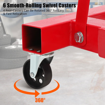 2-Ton Folding Hydraulic Engine Hoist Cherry Picker, 4400 lb Capacity, Heavy-Duty Shop Crane with Telescoping & Adjustable Boom (0.5-2T), 6 Swivel Caster Wheels, Load Leveler, Hitch & Storage Stand for