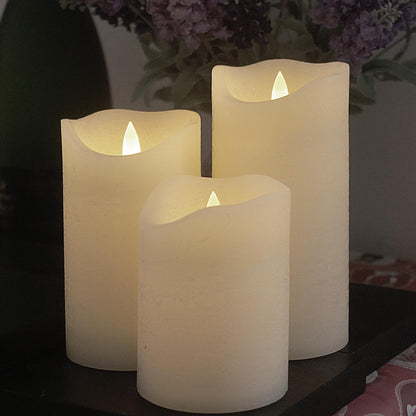 EZiKitchen Flameless Candles Flickering Set of 3 (D 3’’ x H 4’’ 5’’ 6’’) Real Wax Battery Operated LED Candle with Timer Home Decorative Pillar Lights,Wedding Party Events Decor,White