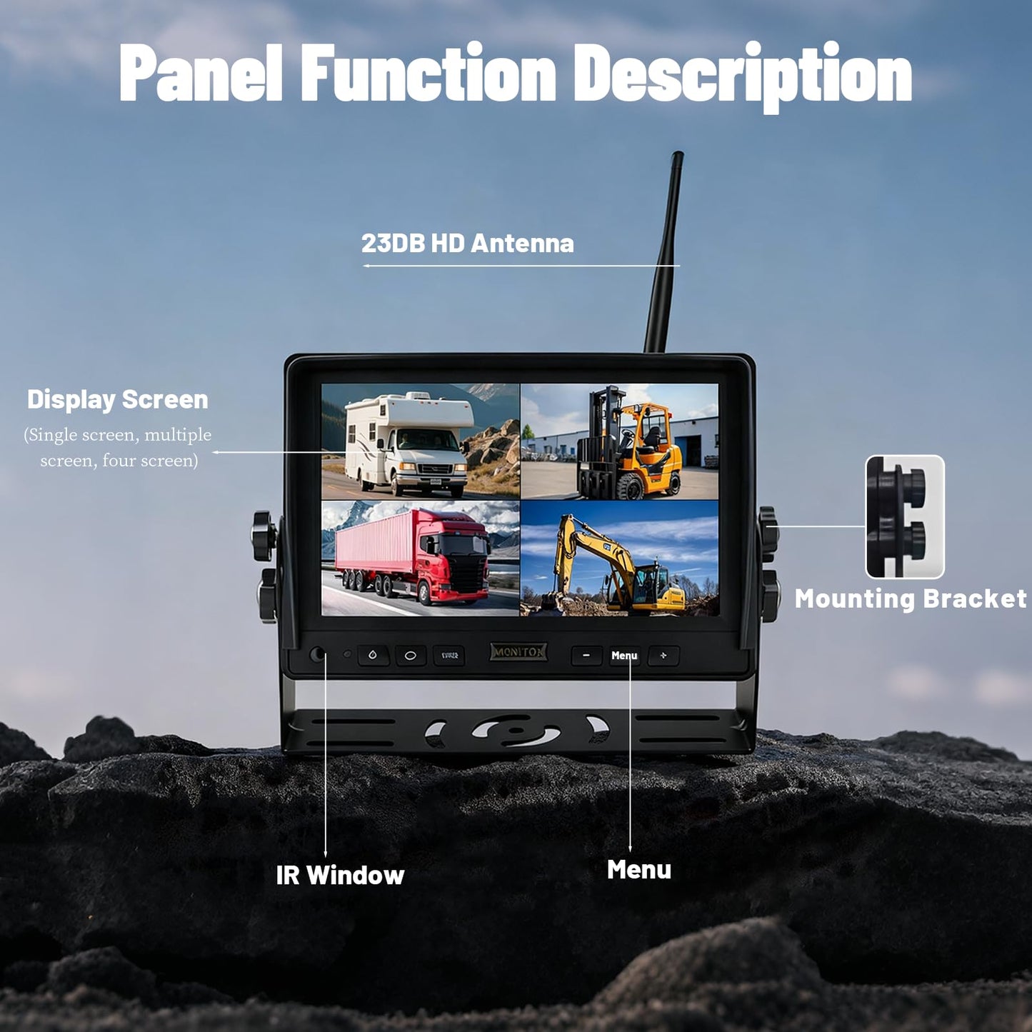 HAONINYUE HD 720P Wireless Camera with 7-inch Display, Supports Video Recording, for Trailer/RV/Truck/Car/Tractor ACT501/forklift
