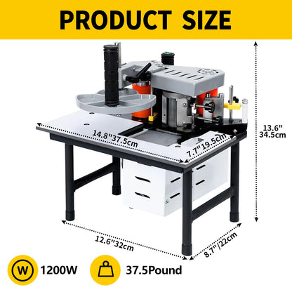 DEVALLEY Woodworking Edge Bander Banding Machine Portable Edge Bander Curve Straight Edge Banding Machine With Speed Control 5-10m/min (110V, Adjustable speed)