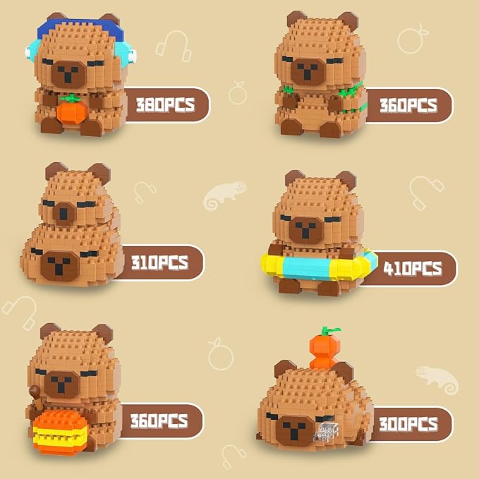 HIGH GODO Capybara Easter Party Favors Building Set 2120PCS Cute Capybara for Goodie Bag Stuffers Party Favors Birthday Easter Gifts for Adult Teens 14+ (Not Compatible with Major Brand)