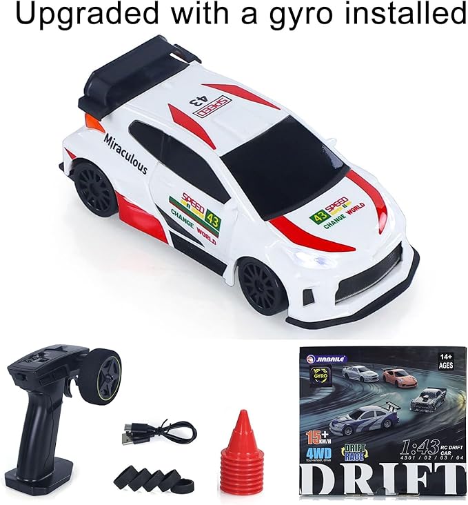 TOUCAN RC HOBBY 1/43 RC Drift Car High Speed 4WD Racing Vehicles 2.4GHz RTR Mini Car Model Radio Battery Lights Gyroscope for Ages 14+