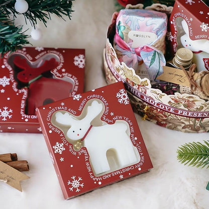 5 Pcs Christmas Candles Red Deer Scented Candles Tea Lights Candles Home Table Candles Gifts for Christmas Party Home Decoration