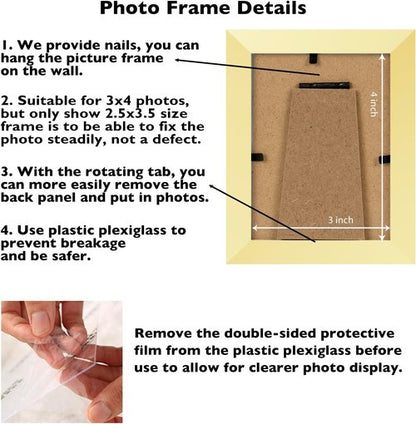 JCJMY Gold 3x4 Picture Frame - Versatile Wall & Tabletop Display with Shatter-Resistant Plexiglass
