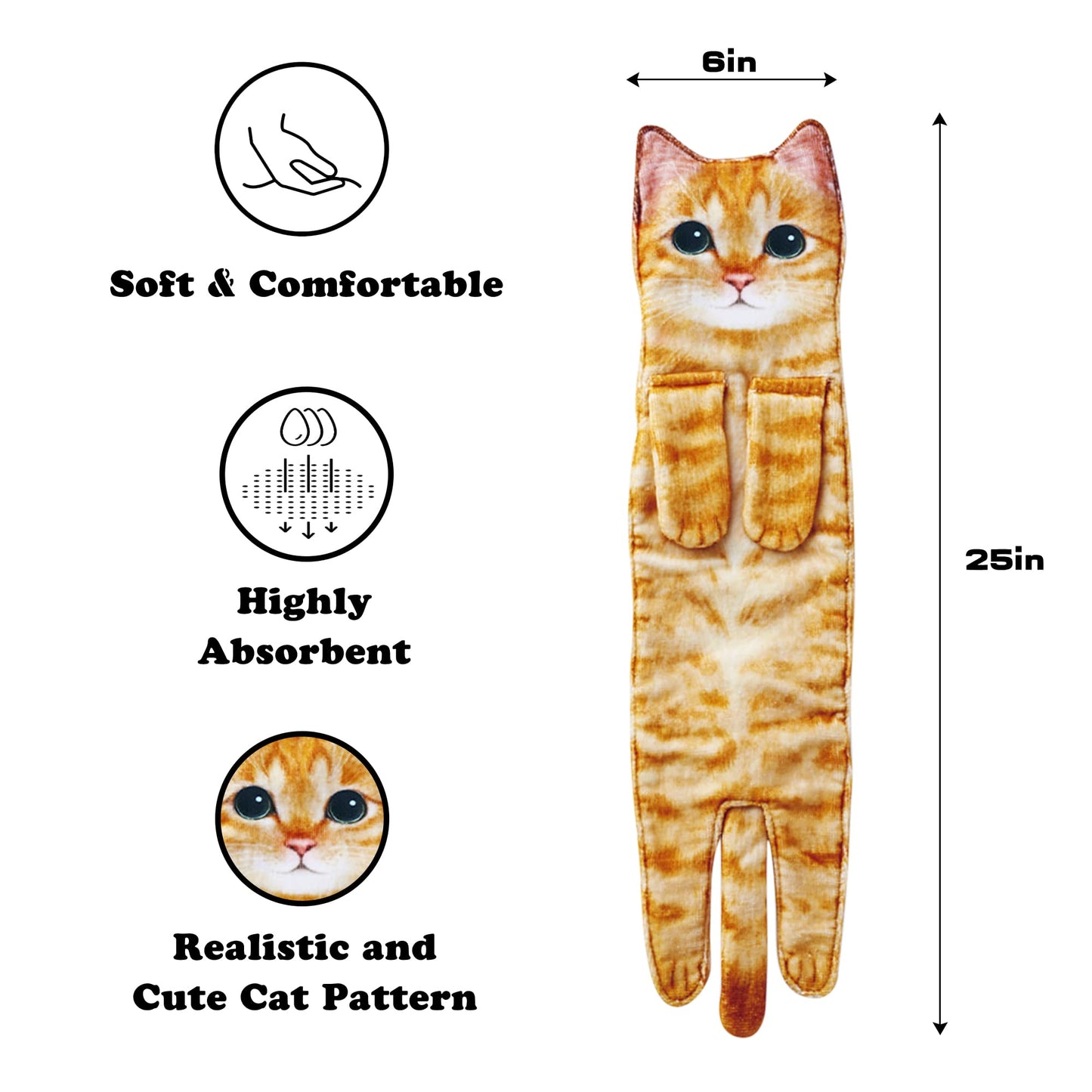 DaisyJoy Cat Funny Hand Towels for Bathroom Kitchen- Cute Decorative Kitten Decor Hanging Face Towels- Unique Housewarming Valentines Mothers Birthday Gifts for Women Mom Cat Lovers