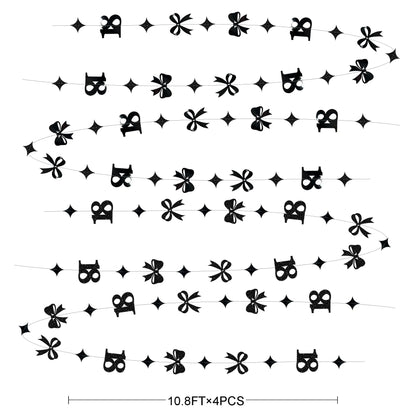 Black 18th Bow Birthday Decorations Glitter Conquette Bow Garland Streamer Banner Backdrop for Girls Boys Happy 18th Birthday Time to Adult Cheers to 18 Years Old Anniversary Party Supplies