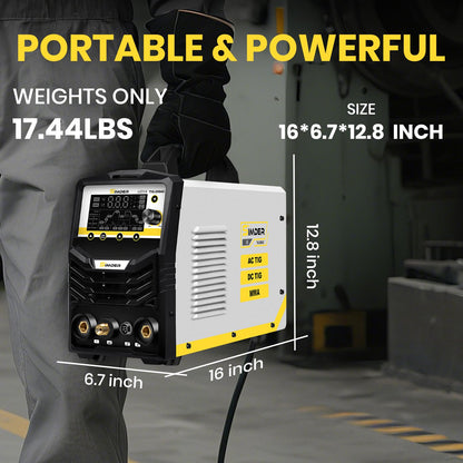 SSimder 250A 6-in-1 AC/DC Pulse TIG Welder – Aluminum Welding Machine with AC/DC TIG, Pulse TIG, Spot TIG, Stick & Dual Voltage, for Home, Garden, Maintenance & DIY