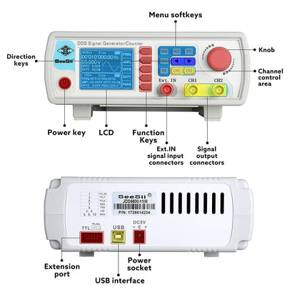 Professional Upgraded 15MHz DDS Signal Generator Counter, Seesii 2.4Inch LCD Display High Precision 200MSa/s Dual-Channel Arbitrary Waveform FG-615 Function Generator Frequency Meter