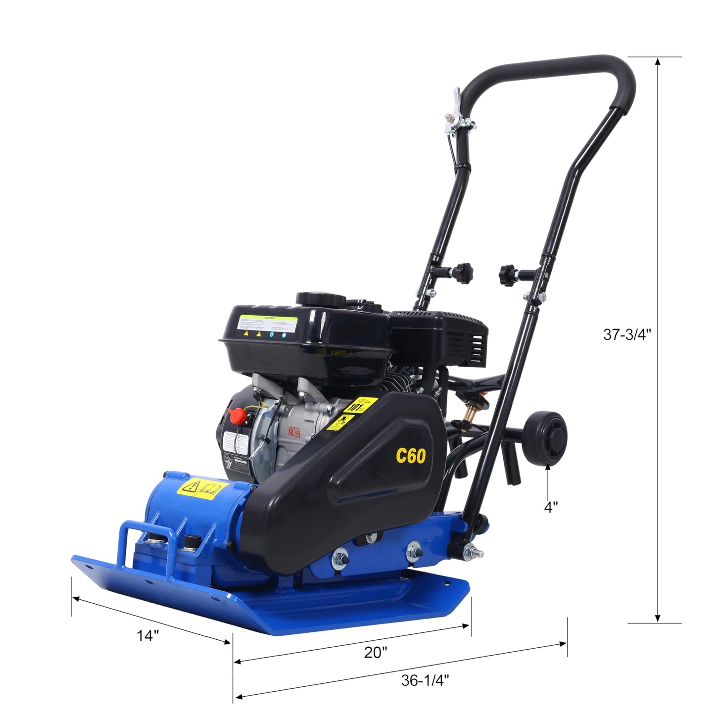 LANTRO JS Plate Compactor, Compactor Machine, 7.0HP 212cc 12000N Force Construction Concrete Tamper Machine Power Paver 20''x 14'' Plate
