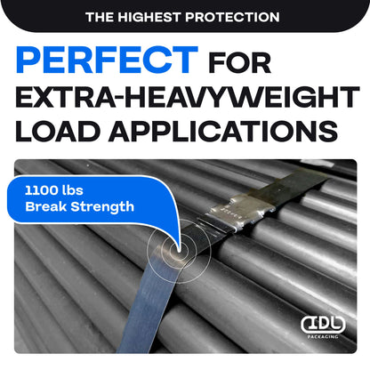 IDL Packaging 1/2" x 200' Steel Banding Strapping Kit, 1100 lbs Break Strength - Premium Heavy-Duty Banding Tool for Pallet Strapping - Strapping Tensioner, Sealer, Cutter/Crimper