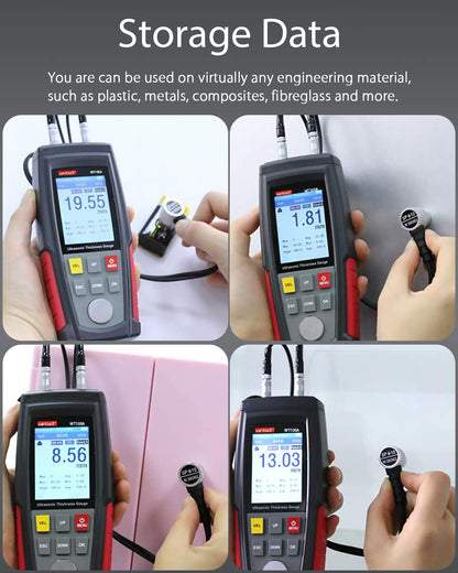 Wintact Digital Ultrasonic Thickness Gauge, Range 0.039 to 11.81 in with Probe for Measuring Metal and Nonmetal Materials, Steel, Cylinder Wall, Plastic, Glass, PVC, Pipes (WT100A)