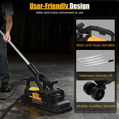 4-Head Concrete Floor Grinder Set, 3800W Concrete Grinder with 6-Speed Control, 6000 RPM Ergonomic Handle & Dust Collection Cover - Ideal for Surface Preparation, Cement, Marble Floors & Surfaces