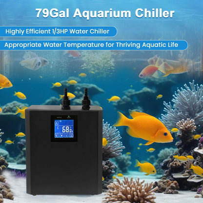 Aquarium Chiller 79 Gal, 1/3 HP Water Chiller Machine, Hydroponic Cooling System, Fish Tank Chiller with Upgraded LED display, for Axolotl Jellyfish