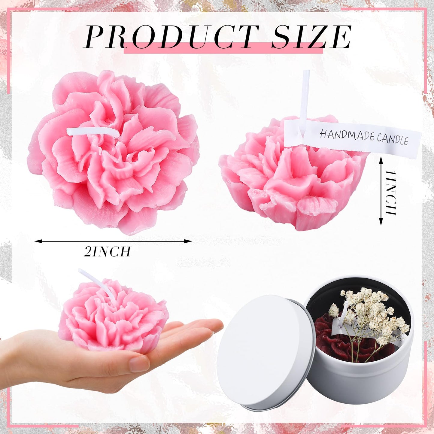 Threlaco 12 Pcs Flower Candles Scented Bridesmaid Gift Set Soy Wax Aromatherapy Candles Bulk for Wedding Bridal Shower Home Guests Women Valentines Mothers Day Anniversaries Favor(Red Gradient)