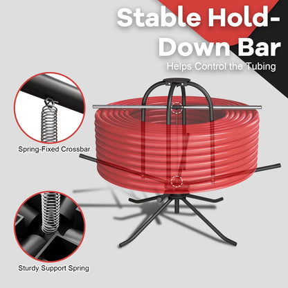 Heavy Duty PEX Pipe Uncoiler with Carry Bag & Hold-Down Bar, 500 lb Load Capacity Full Size Steel Piping Uncoiler for 3/8”–1” PEX Tubing, Foldable Radiant Floor Heating Tube Reel Dispenser