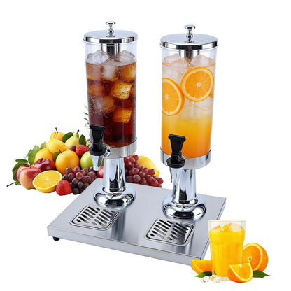VAKUKK 2-Gallon Drink Dispenser with Stainless Steel Drip Tray - Party Beverage Juice Lemonade Iced Tea Water Dispenser for Church Events, Catering, Family Gatherings & Outdoor (SILVER)