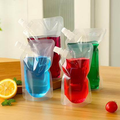 OHMAXHO Plastic Alcohol Pouches,Hidden Flasks for Liquor for Concerts,Drink Pouches for Adults Alcohol,Reusable Juice Pouches and Concealable Booze Bags for Travel (15OZ-12PCS)