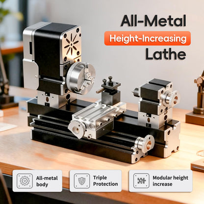 AcmeFlare All-Metal Elevated Mini Safety Lathe 36W, 20,000RPM Precision Metal & Wood Turning Machine – Durable Desktop Lathe for DIY Projects, Crafts, Model Making & Education