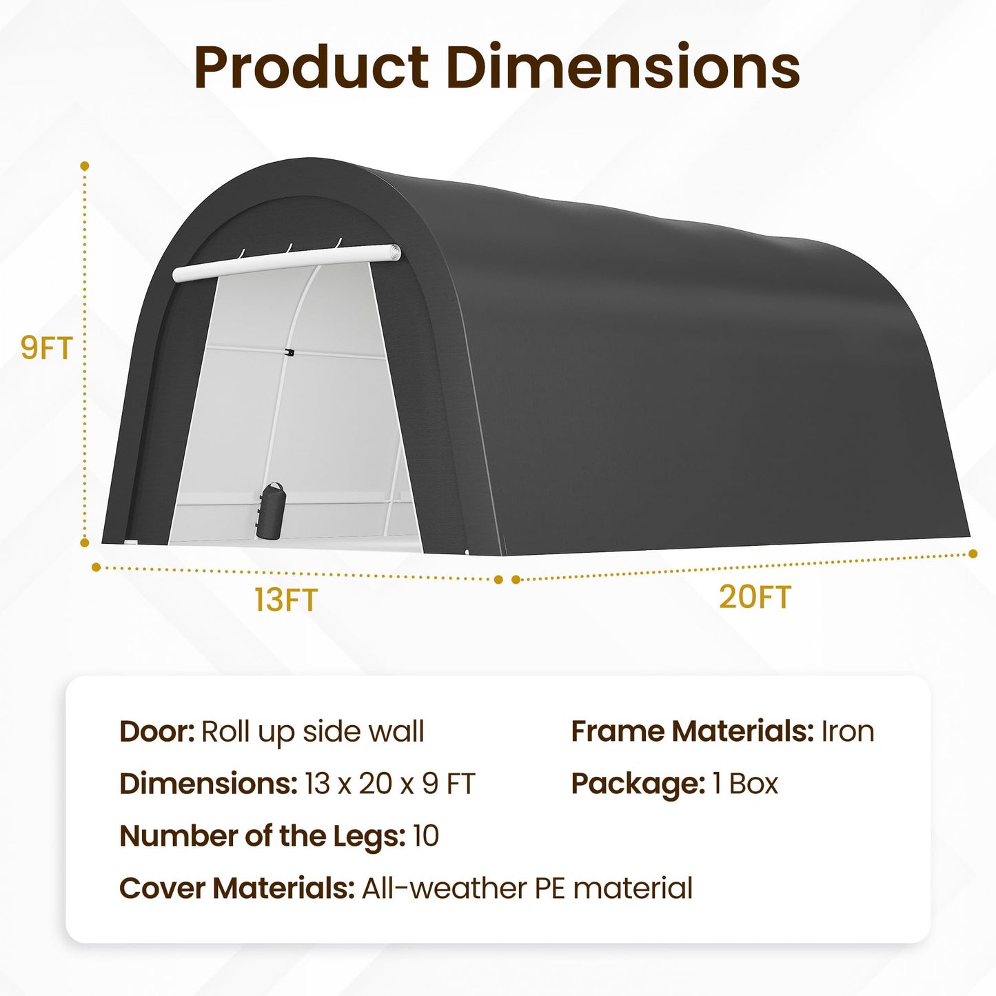 FansaFurn Heavy Duty Carport with 4 Cloth Bags, All-Weather Car Canopy with 2 Roll-up Doors, Portable Garage Storage Shelter Shed for Cars, Truck, or Garden Tools, 13' x 20'