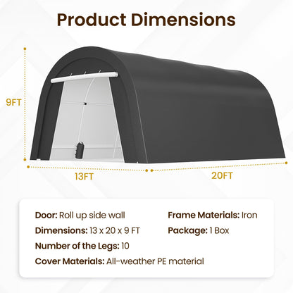 FansaFurn Heavy Duty Carport with 4 Cloth Bags, All-Weather Car Canopy with 2 Roll-up Doors, Portable Garage Storage Shelter Shed for Cars, Truck, or Garden Tools, 13' x 20'
