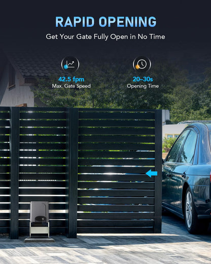 CO-Z Automatic Gate Opener with Wireless Gate Opener Keypad, 280W Sliding Door Opener Kit for 1400lb Doors, Smart Driveway Sliding Gate Opener with 20ft Driven Chain
