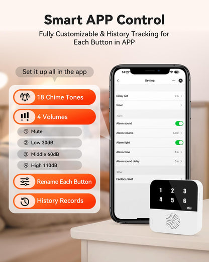 PILSAMAS WiFi Caregiver System - 2 Smart HUBs with Flashing Caller ID & APP Alert, 2 Waterproof Wristband + 2 Call Buttons, No Monthly Fee, Medical Alert Systems for Seniors at Home & Nursing Homes