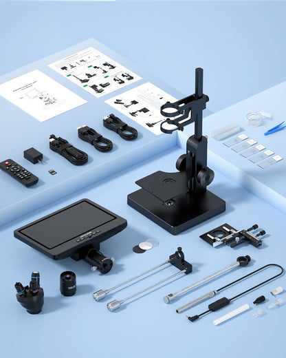 JOYALENS JL269S 5 Lens 10.1'' HDMI Digital Microscope 5000X with Endoscope, 24MP Biological Microscope for Adults Kids Home Lab, Coin Microscopes Full View for Error Coins, Windows PC Compatible, 32GB