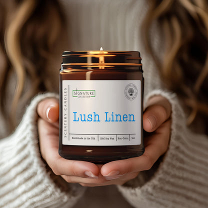Lush Linen Scented Candle, Many Scents to Choose from, All Natural Non-Toxic Soy Wax, Handmade in the USA(Lush Linen)