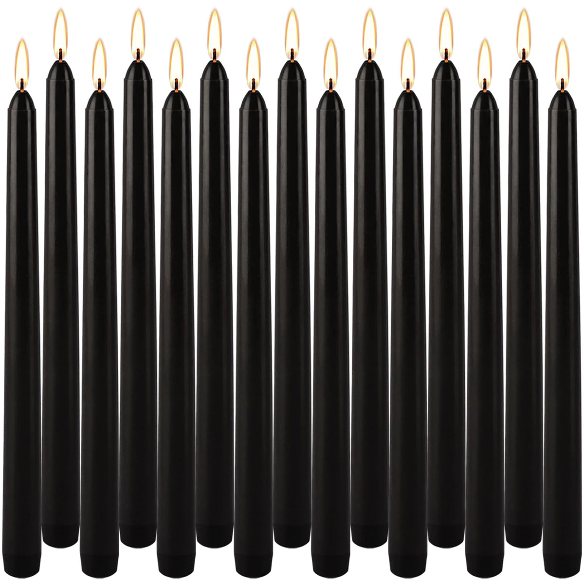 YIHANG Black Taper Candles - Set of 14 Dripless Candles - 10 inch Tall, 3/4 inch Thick - 7.5 Hour Clean Burning Perfect for Household，Dinner or Any Event