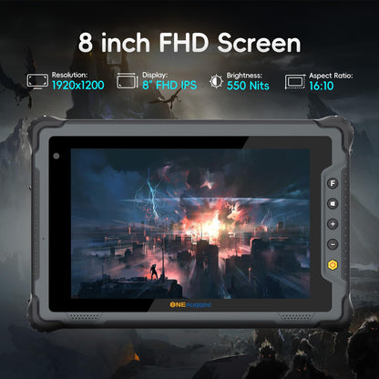 ONERugged Rugged Tablet M80N, Intel N150 8 inch Windows 11 Pro Tablet, 8GB+128GB, Intel N150, IP65 Waterproof, MIL-STD 810H, 5000mAh, Industrial Outdoor Work PC w/ 8MP+5MP Camera, 4G LTE/WiFi/BT 5.2