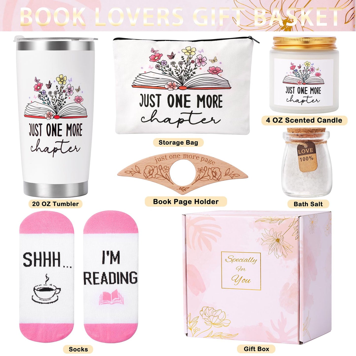Aeenr Book Lovers Gifts for Women-6 PCS Christmas Bookish Gifts for Readers Book Club Bookworm Teacher Bookaholic Librarian Reading Birthday Valentines Mothers Day