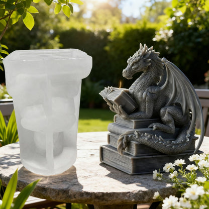 Book-Reading Dragon Candle Mold, Dinosaur Resin Casting Silicone Mold for Home Decor, DIY Soap & Candle Making, Animal Epoxy Resin Craft Mold, Gifts for Dinosaur Lovers