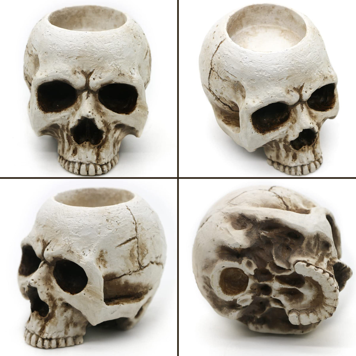 Skull Candle Holder - Gothic Shed Tears Human Skull Tealight Candle Holder Novelty Skull Bone Candlestick Halloween Home Bar Party Tabletop Decor