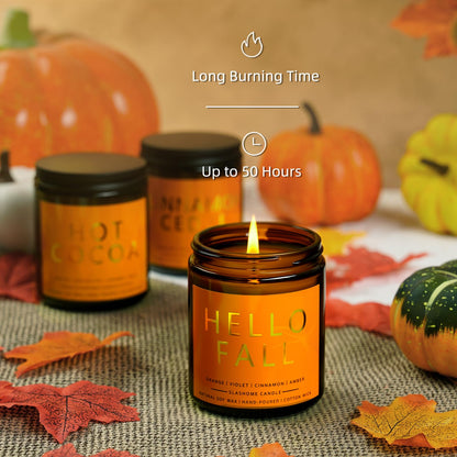 Fall & Christmas Candles, Soy Candles Set - 7Oz * 6 Pack, Holiday/Birthday/Christmas Gifts for Women & Men, Autumn Scents of Hello Fall/Spice Pumpkin/Apple Cider/Hot CocoaCinnamon & Cedar/Maple Latte