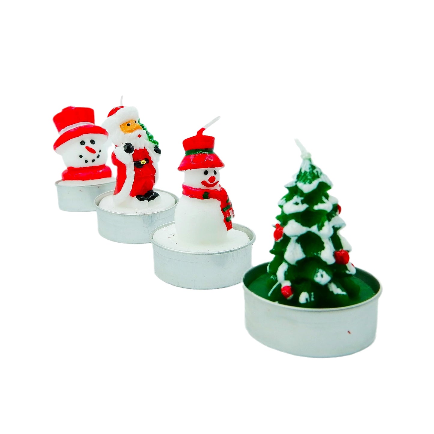 KCVC 12 Pcs Unscented Tealight Candles Set B for Christmas Decoration Santa Claus, Snowman, Pine Cones, Christmas Tree, Shoes, House, Santa Hat Candles, Christmas Interior Home Decor