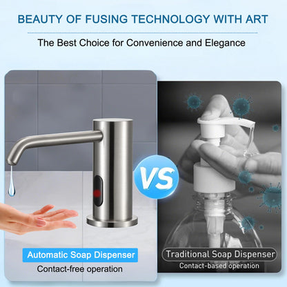 Automatic Soap Dispenser Touchless for Kitchen Bathroom Sink Built in Electric Soap Dispenser Infrared Sensors Liquid Commercial Dispenser with Bottle and Pump 33.81oz/1000ml (Brushed Nickel)