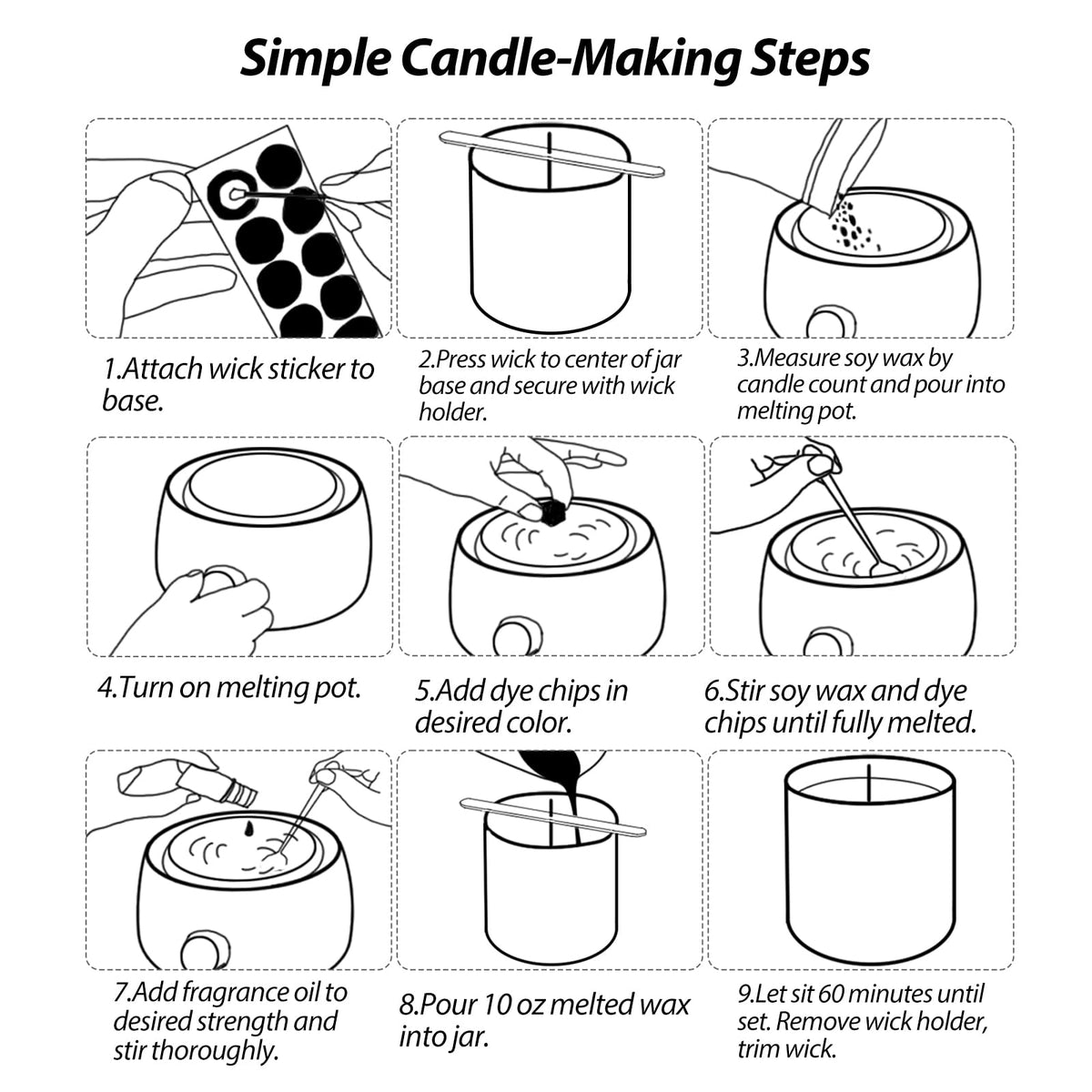 Nexuraze Empty Candle Tins for Making Candles with Lids, Tinplate Material, Warning Label Printed on Can Bottom (Black)