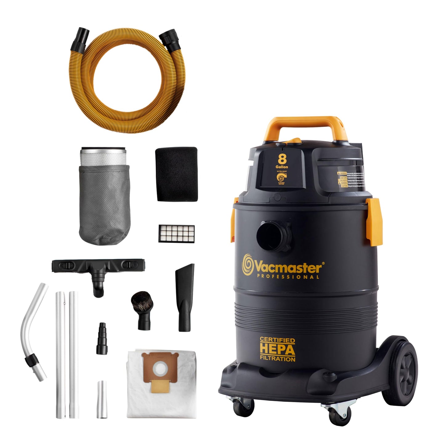Vacmaster Pro 8 gallon Certified Hepa Filtration Wet/Dry Vac,Black