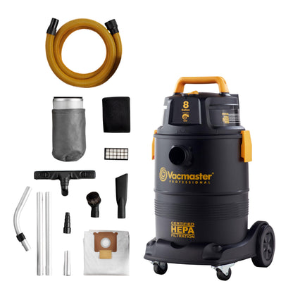 Vacmaster Pro 8 gallon Certified Hepa Filtration Wet/Dry Vac,Black