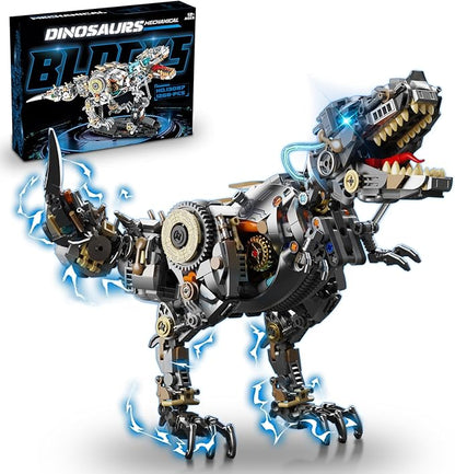 Mechanical Dinosaur Building Block Set with Light Compatible with Lego Dinosaur STEM Tyrannosaurus Model Collection Toys for Home Office Decor for Boys Adults 1268 PCS