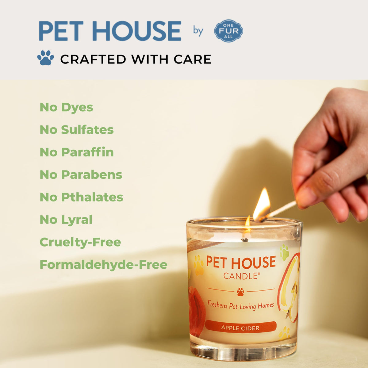 Pet House Candles, Natural Plant-Based, Long Lasting Candles for Pet Odor, 60 Hour Burn Time - Juicy Melon, 9 oz