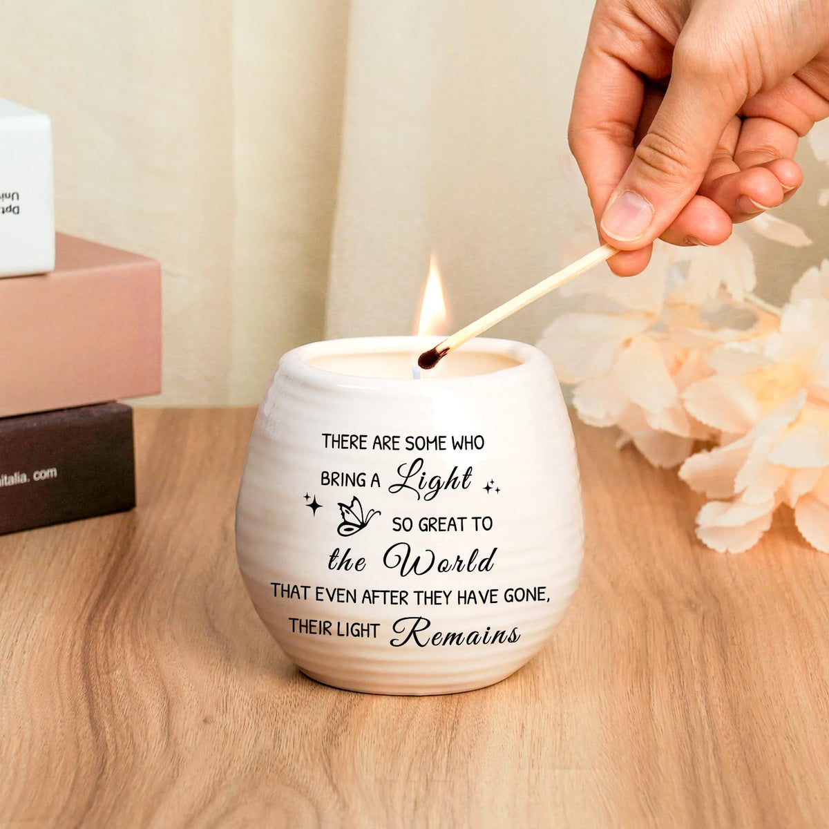 Sympathy Gift for Loss of Loved One,10 Oz Memory Candle for Loss of Loved One, Celebration of Life Decorations Memorial Gifts Bereavement Gift for Loss of Dad Mom,Sympathy Candles in Handmade Jar