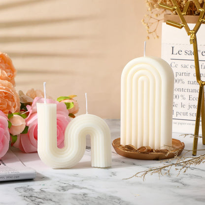 Roowest 2 Pieces Aesthetic Candles Twist Shaped Candle Trendy Taper Candles Minimalist Geometric Soy Wax Scented Art Decoration for Birthday Wedding Decor