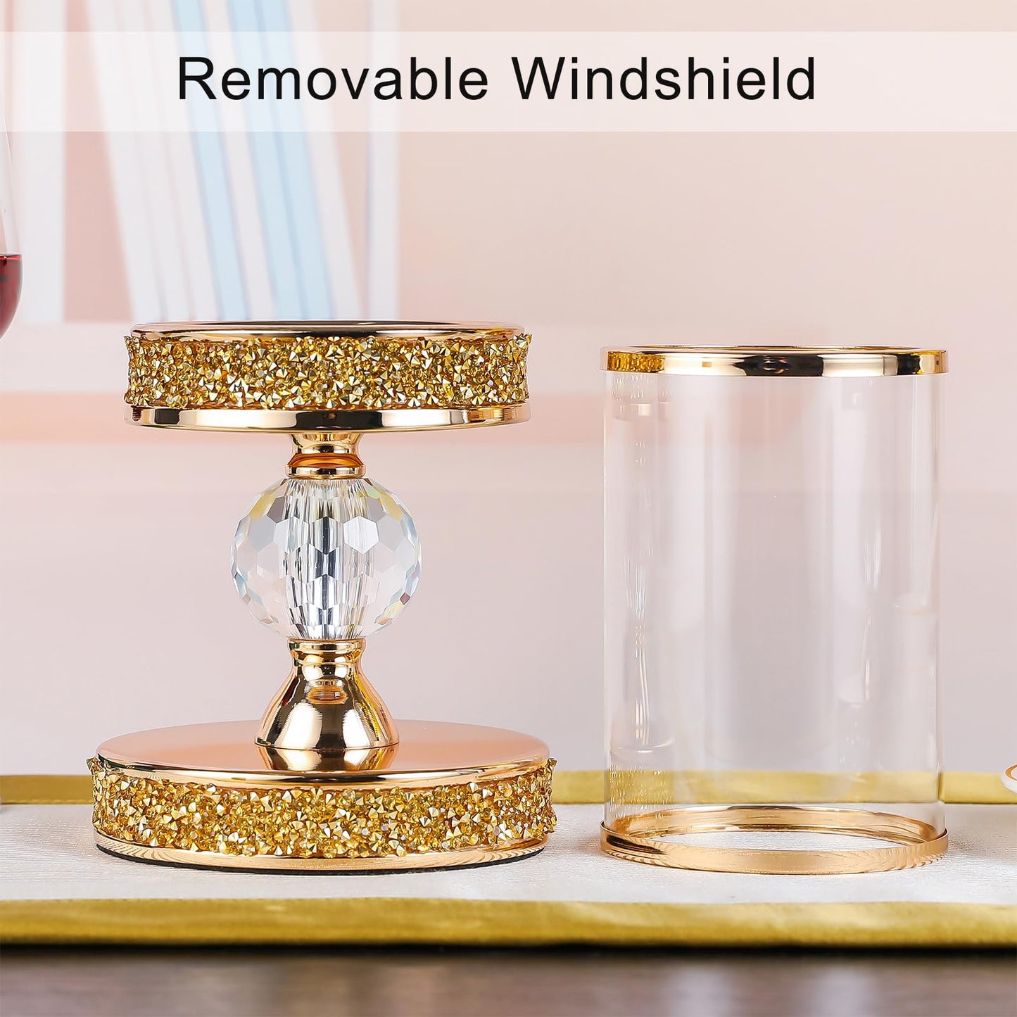 Hurricane Candle Holders for Pillar Candle, Pillar Candle Holder, Crystal Candlesticks Holder for Dining Coffee Table, Wedding,Events,Parties, Home Decor YL031SD